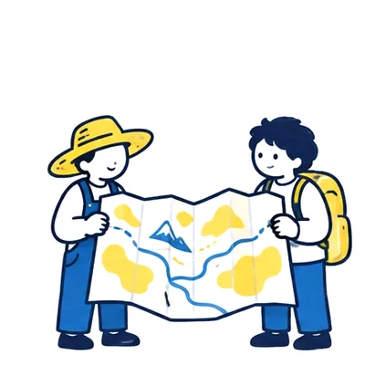 地図を広げる小人たち